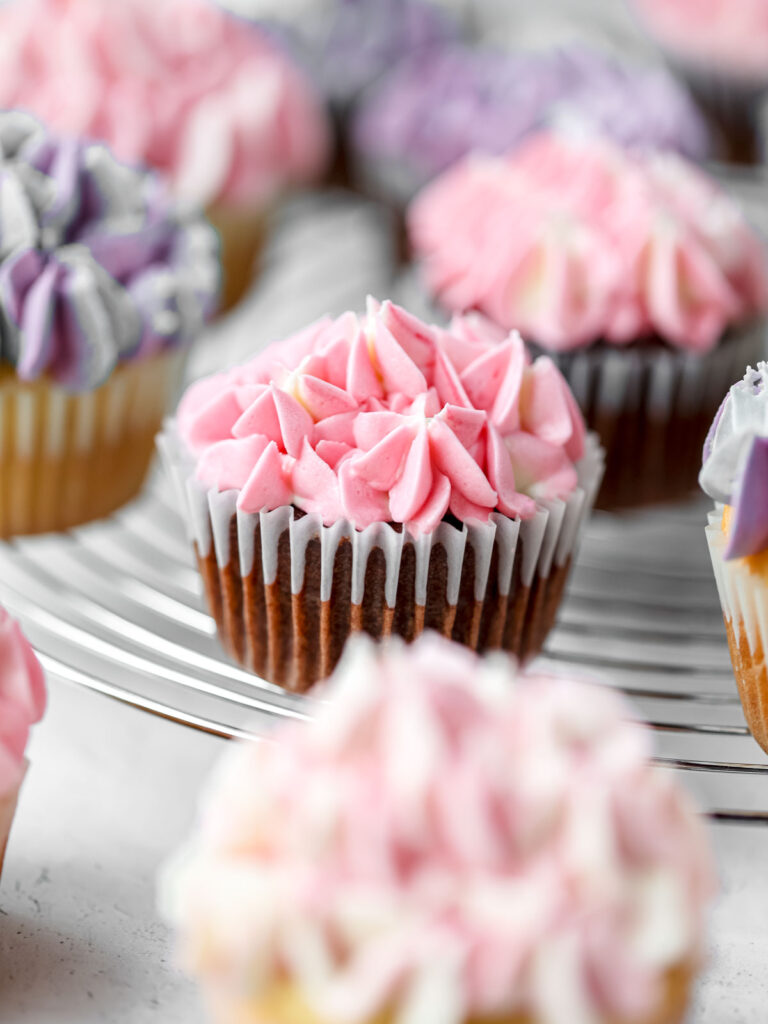 Chocolate cupcakes on the table. 