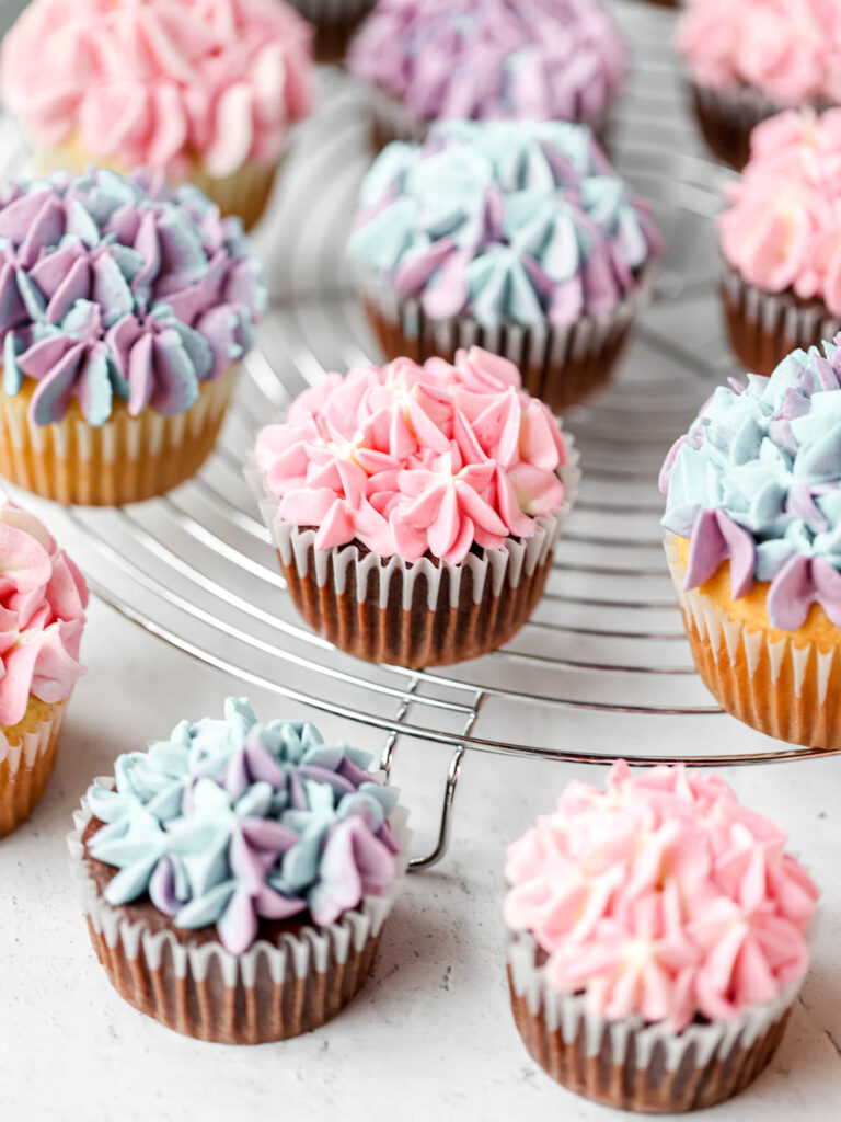 Chocolate cupcakes on the table.