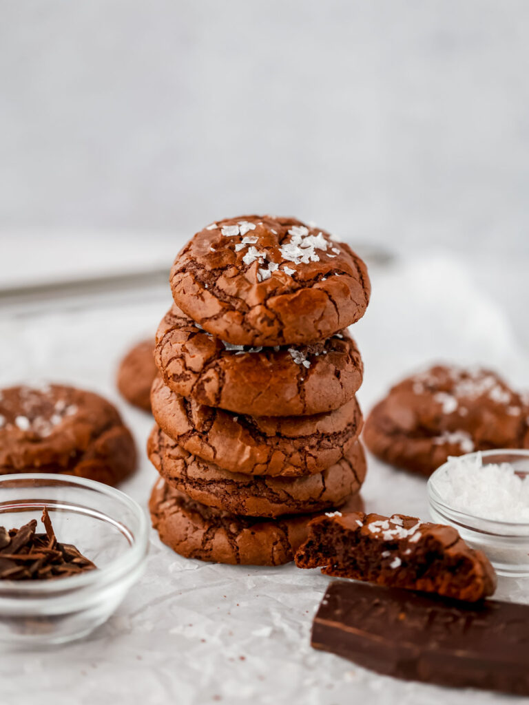 Stock of chocolate brownie cookies. 