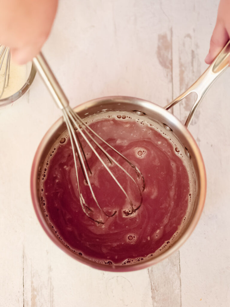 Hot chocolate in the saucepan. 