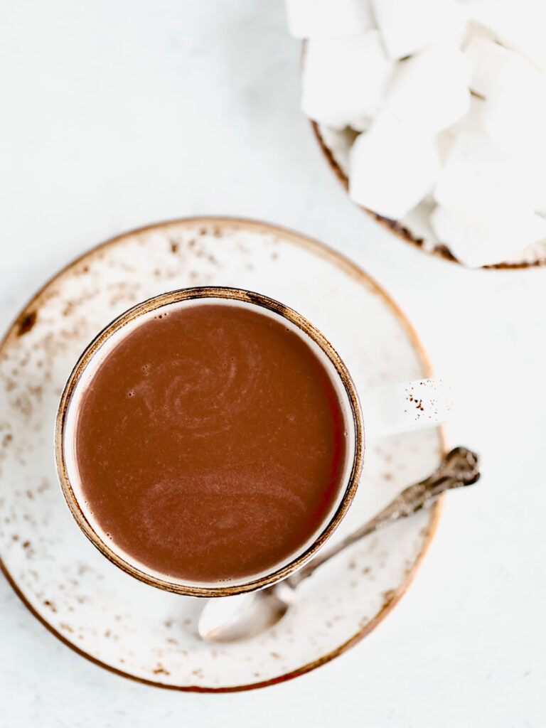 Hot chocolate in the cup. 