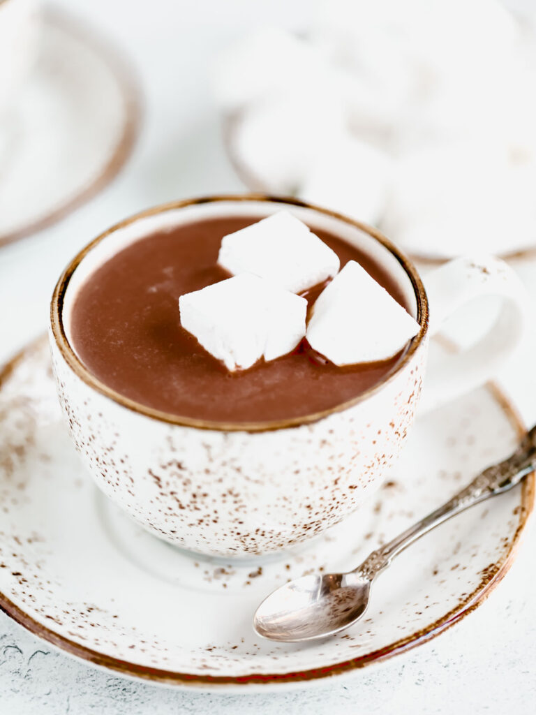 Hot chocolate in the cup.