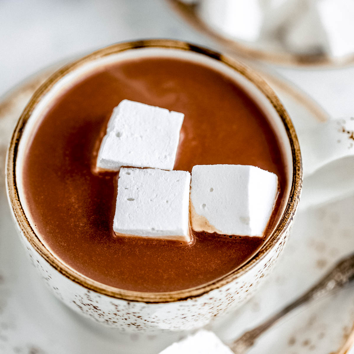 Hot chocolate in the cup.