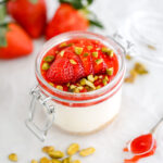 No Bake Cheesecake in a Jar with Strawberries.