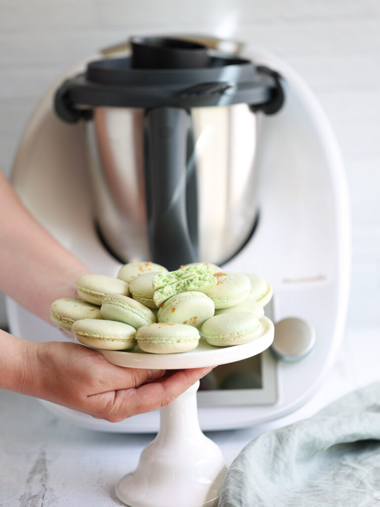 Macarons on the plate by Thermomix. 