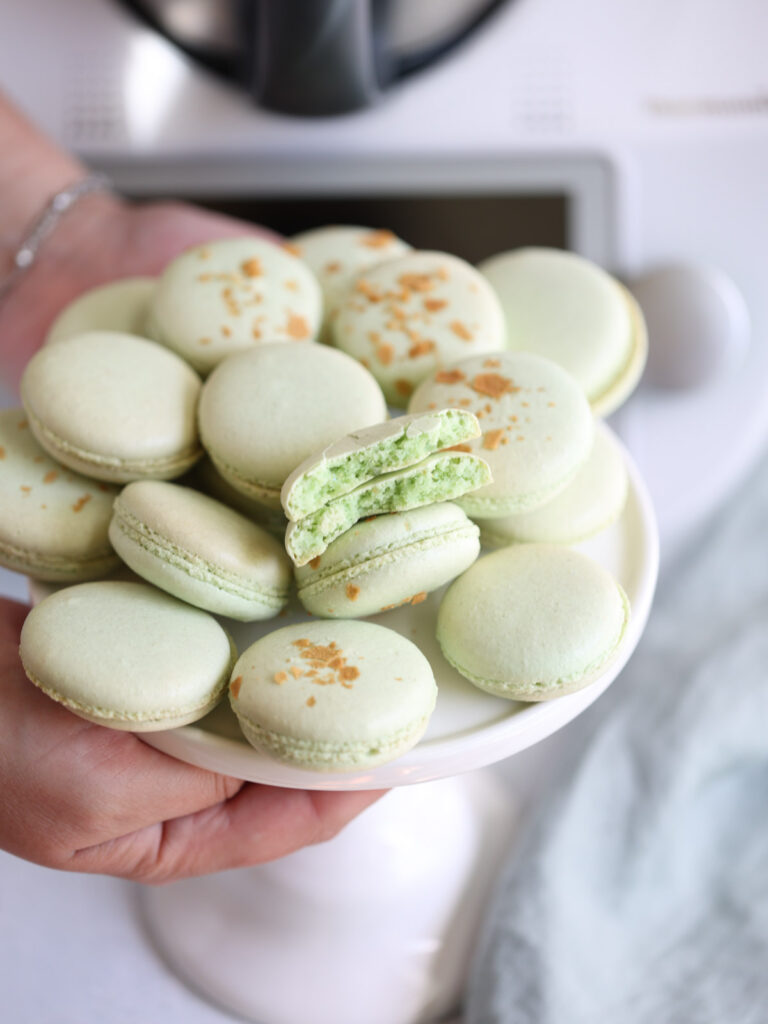Macaron on the plate. 