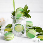 Mojito macarons in the glass jar.