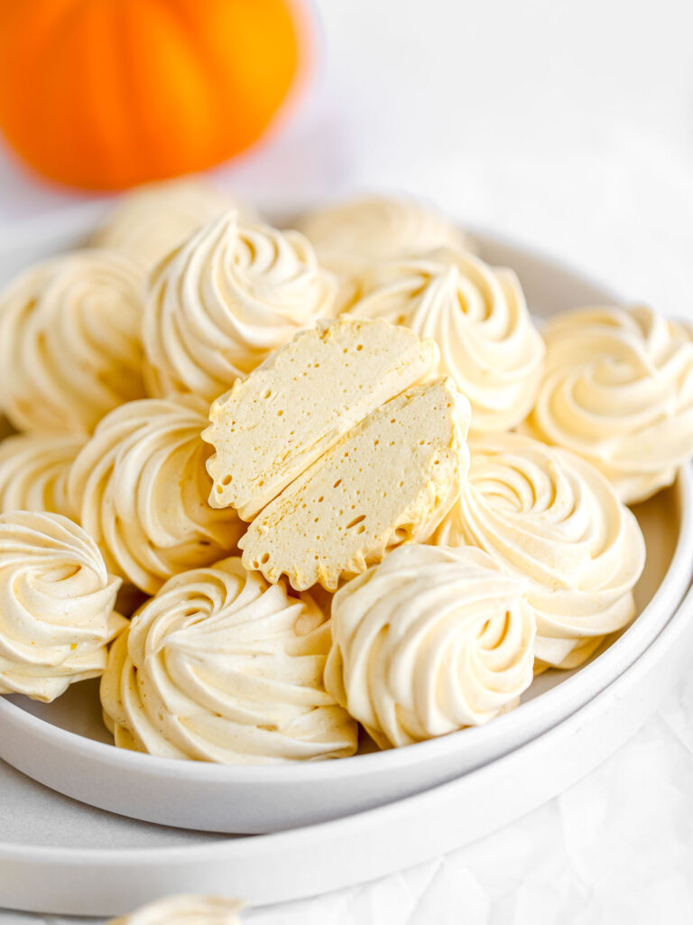 Pumpkin Zephyr Marshmallow on the plate. 