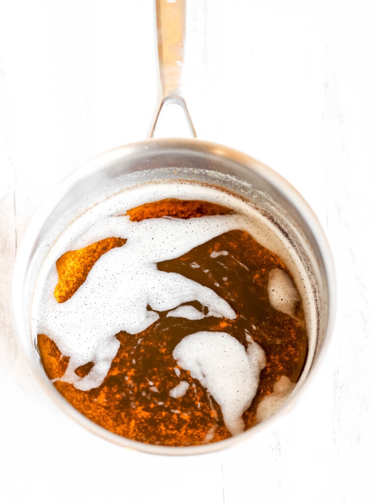 Brown butter in the saucepan. 
