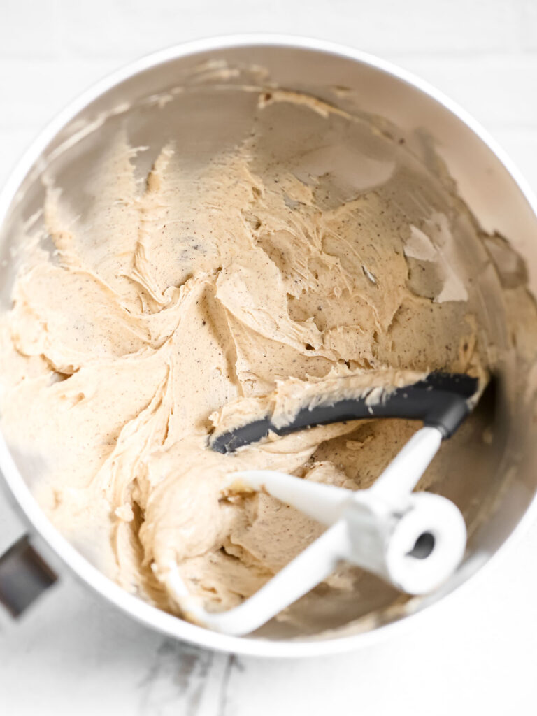 Brown butter in the mixing bowl. 