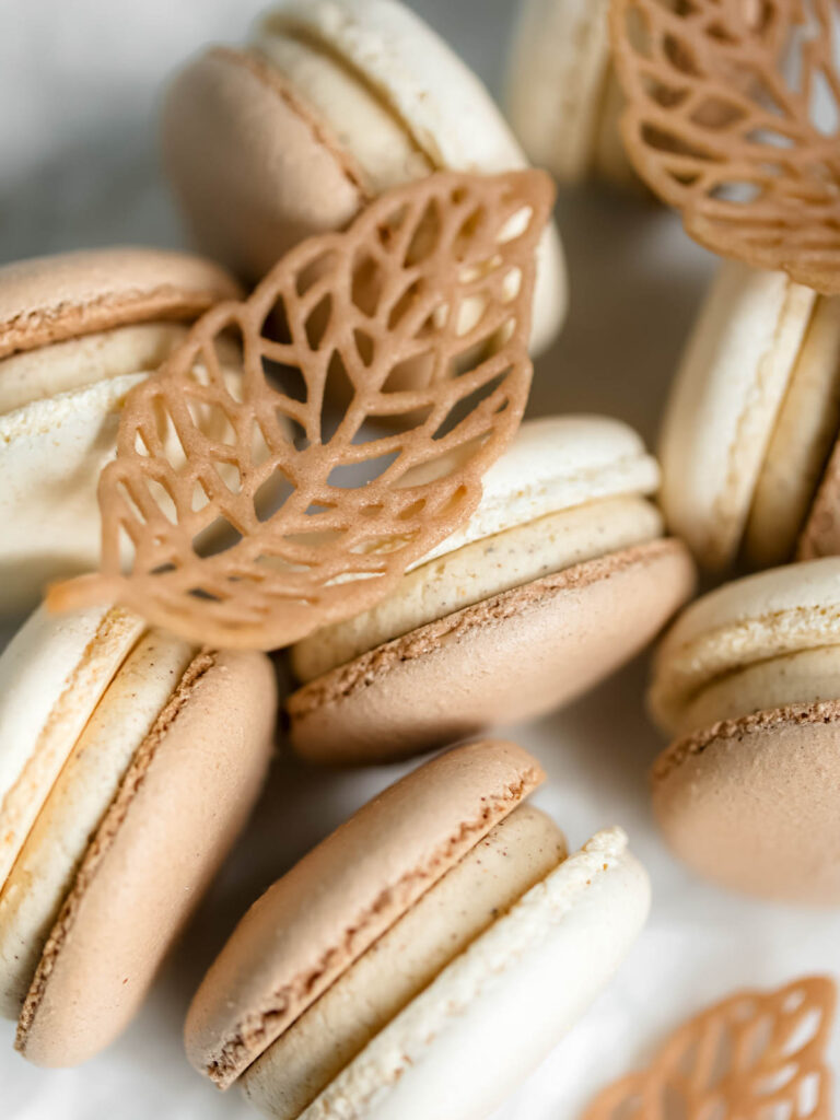 Macarons on the table. 