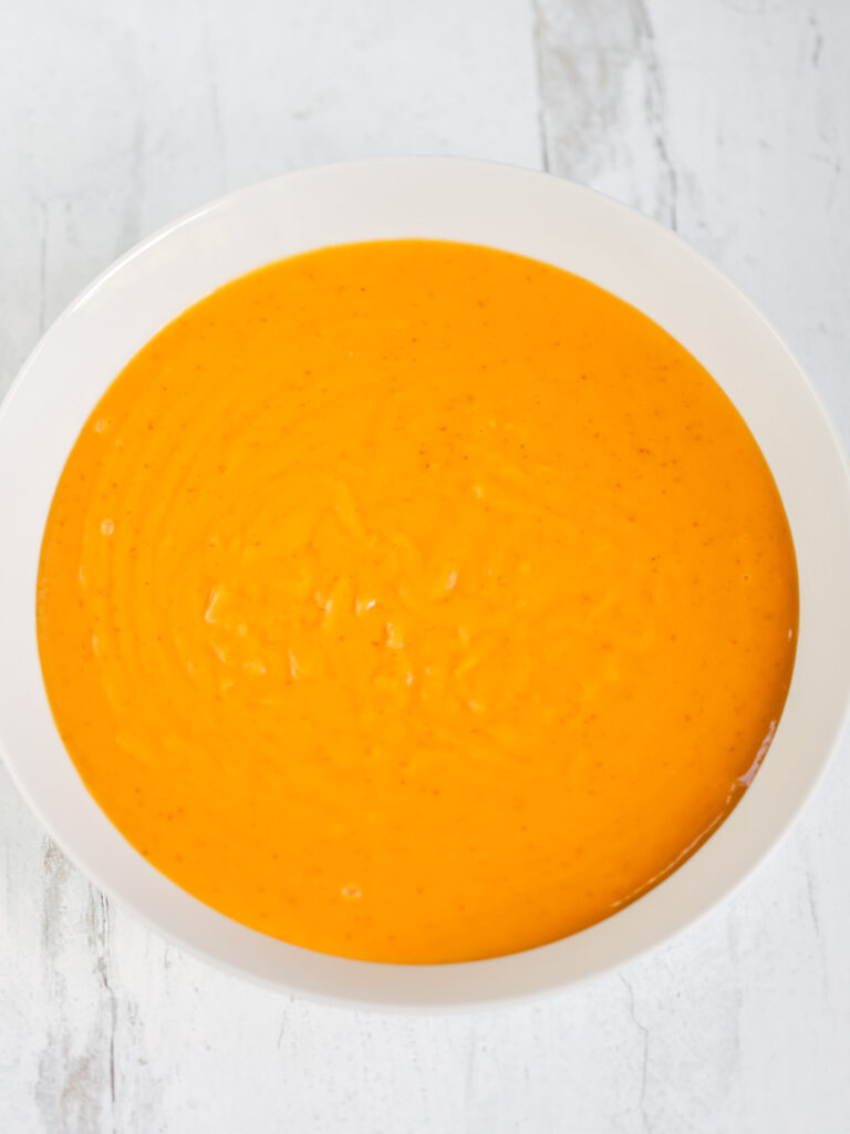 Pumpkin cheesecake ganache in the bowl. 