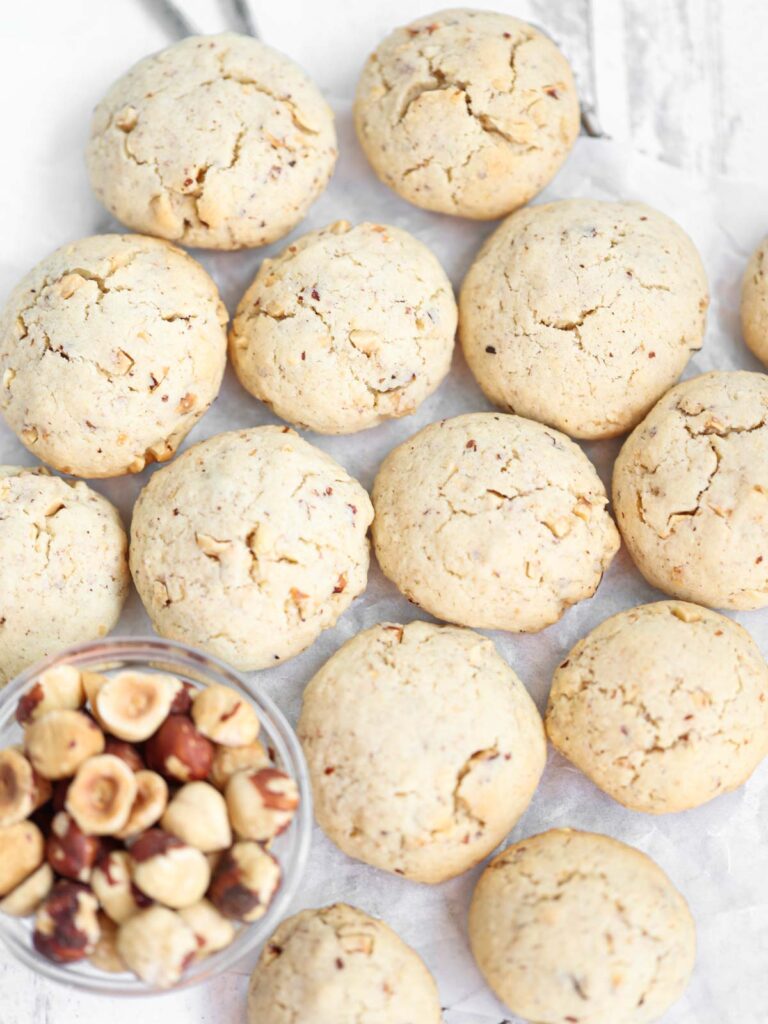 Hazelnut cookies on the table.