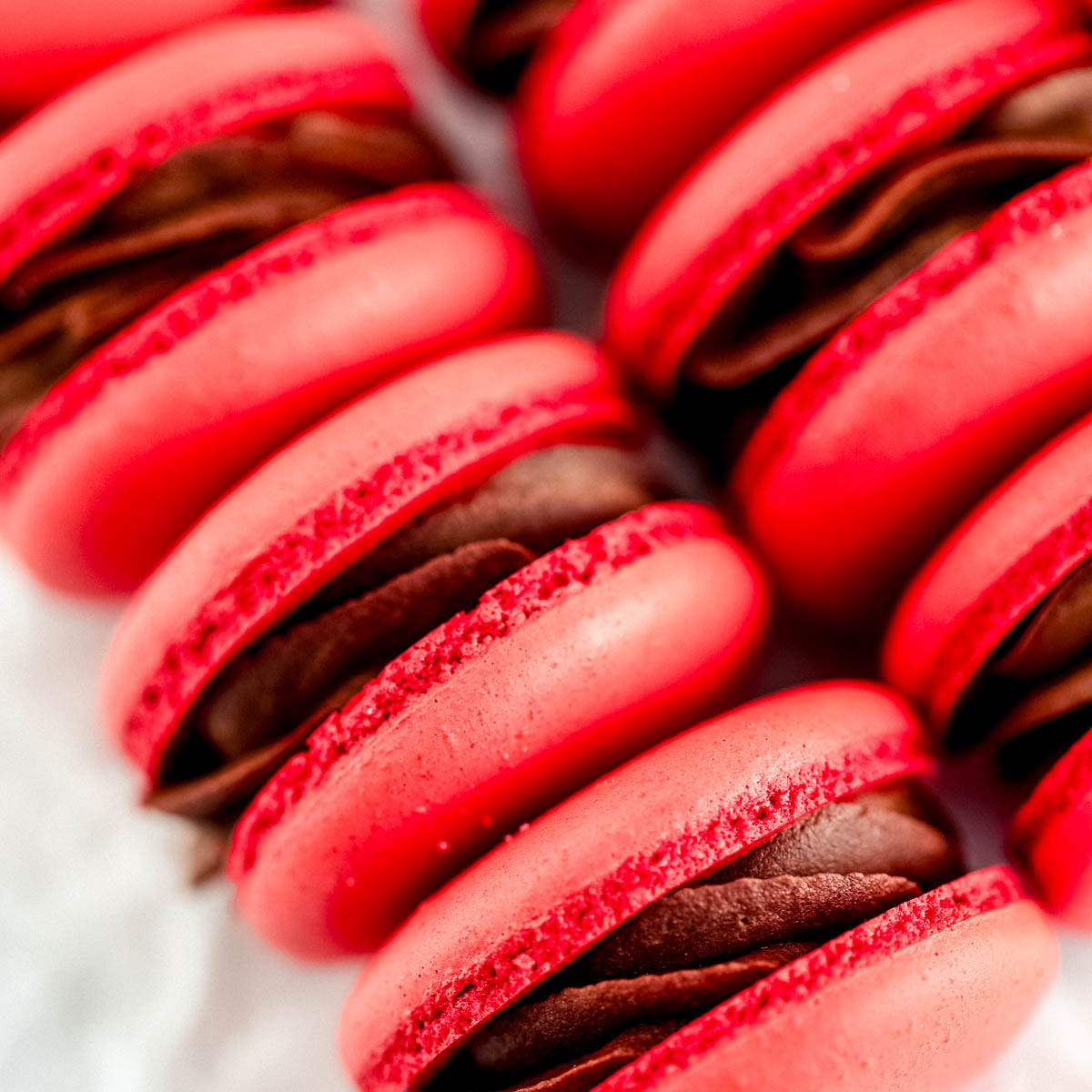 Dark chocolate macarons.