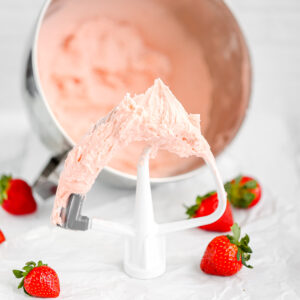 Strawberry buttercream on the pedal attachment.
