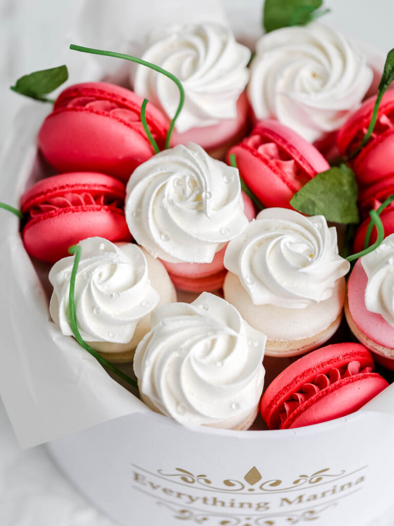 Macarons with Meringue Cookies.