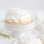 Rose-looking meringue and macaron shell.