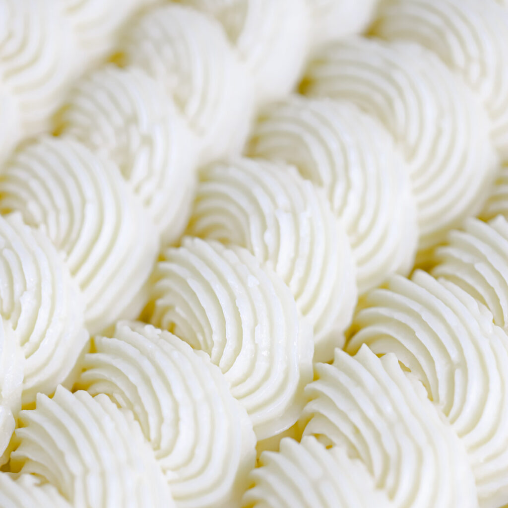 White cream piped in the swirls.