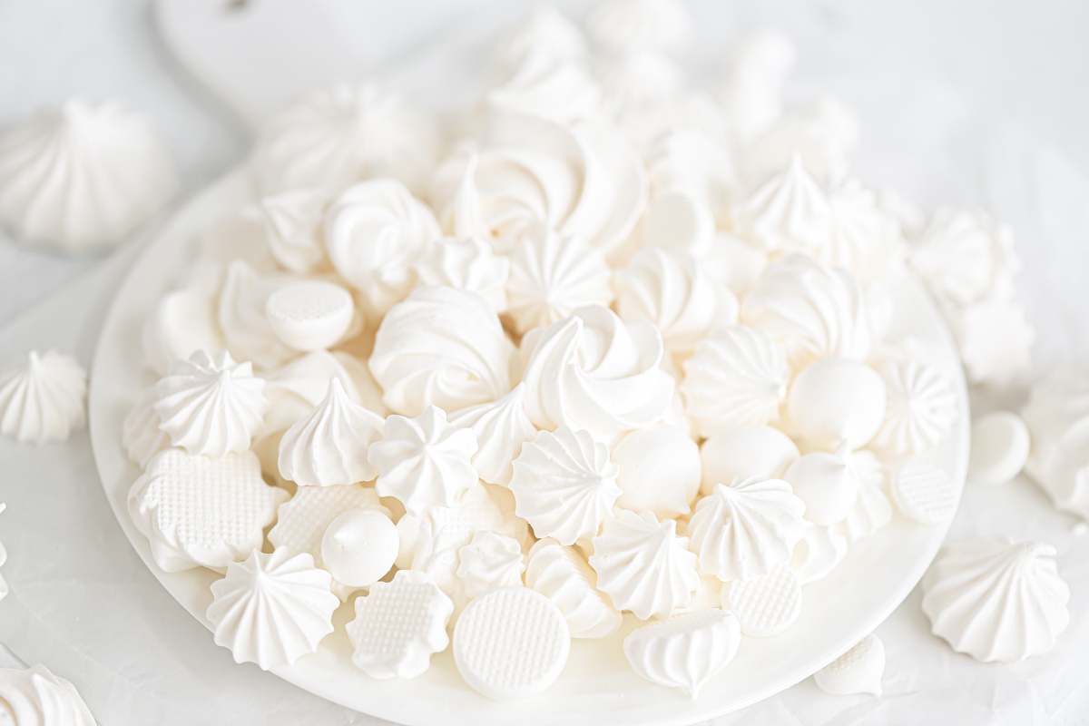 white place with small white cookies.