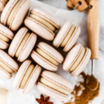 Gingerbread macarons on the table.