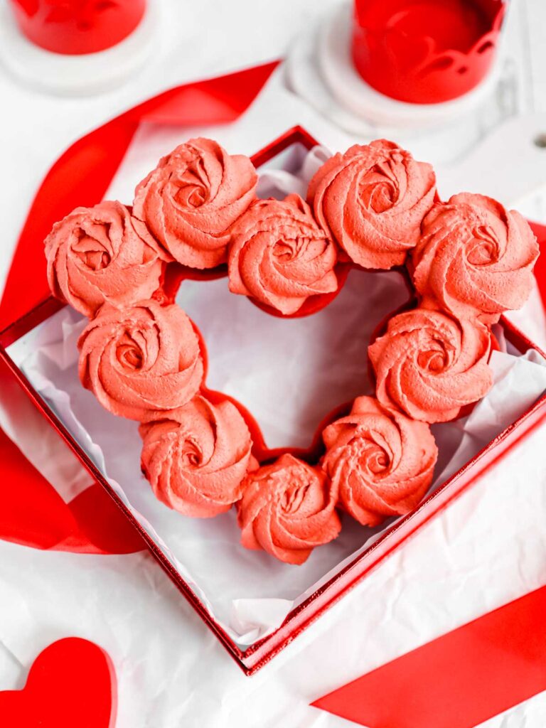 Heart-shaped macaron cake.