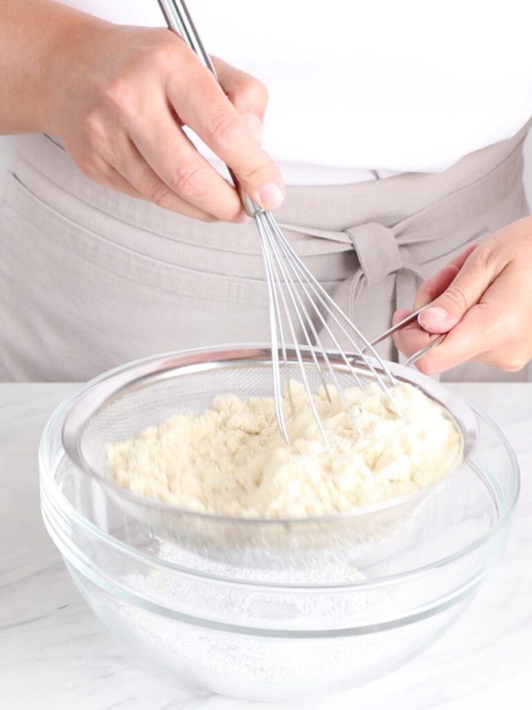Dry ingredients in the bowl with a whisk. 