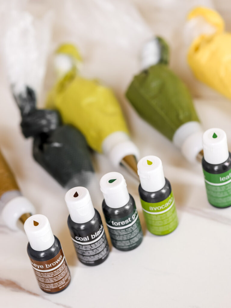 Royal icing colored with gel food coloring.