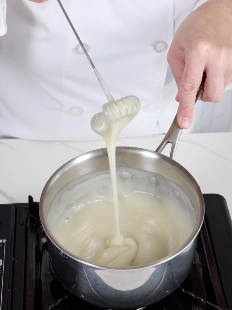 Flour mixture in the saucepan.
