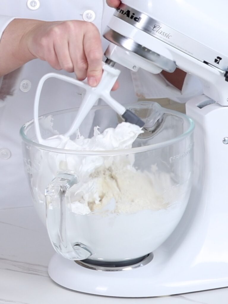 Paddle attachment in the stand mixer.