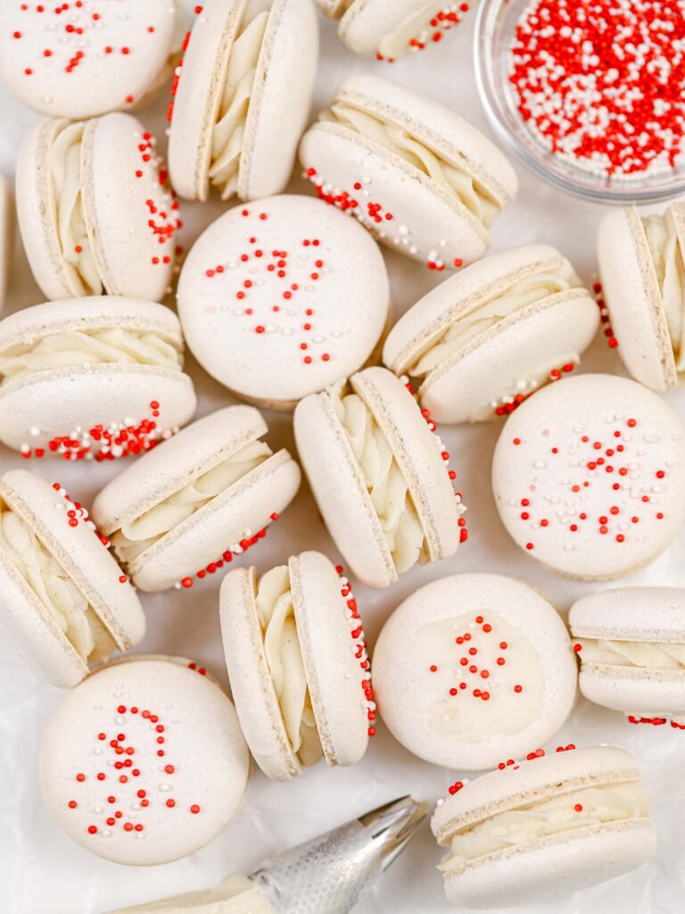 Sugar cookie macarons on the table.