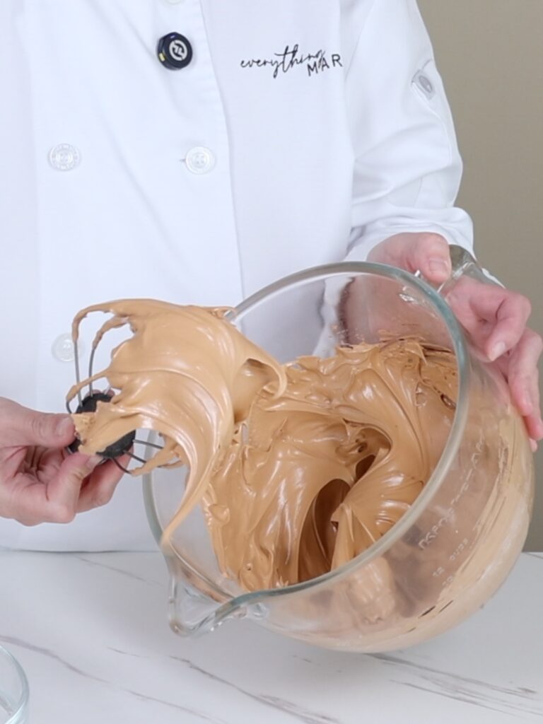 French meringue on the whisk. 