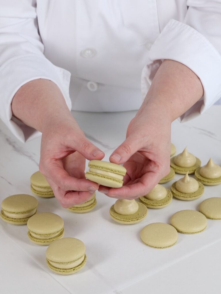 Assembling macarons. 