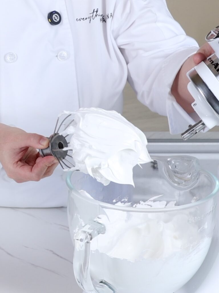 French meringue on the whisk. 