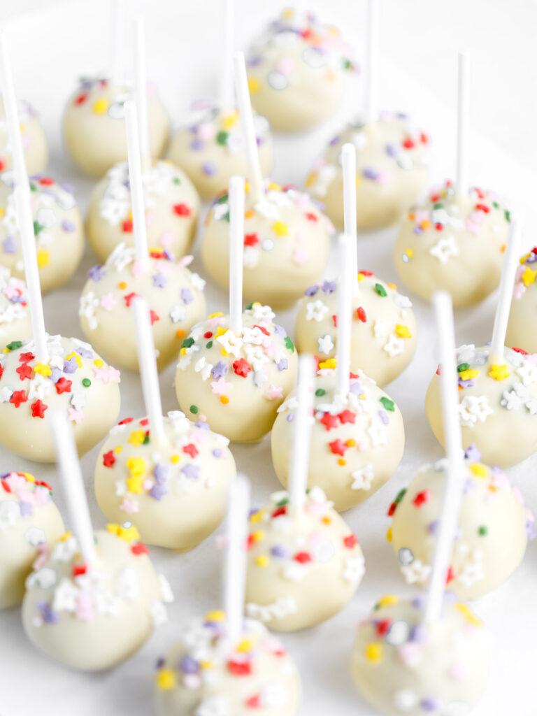 Homemade cake pops on the table.