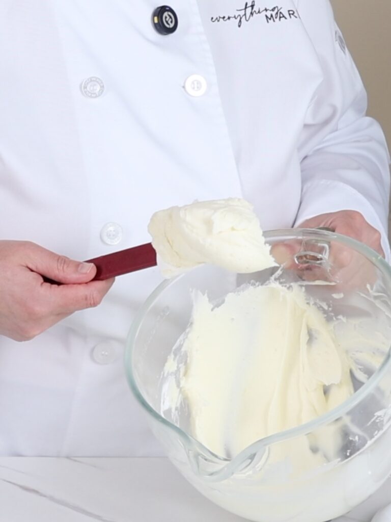 Lemon buttercream on the spatula. 