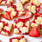 Strawberry Lemon bars on the table.