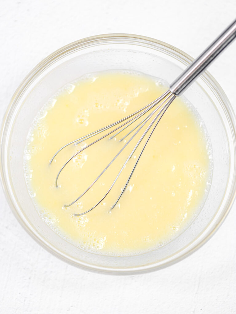 Muffin batter in the bowl.