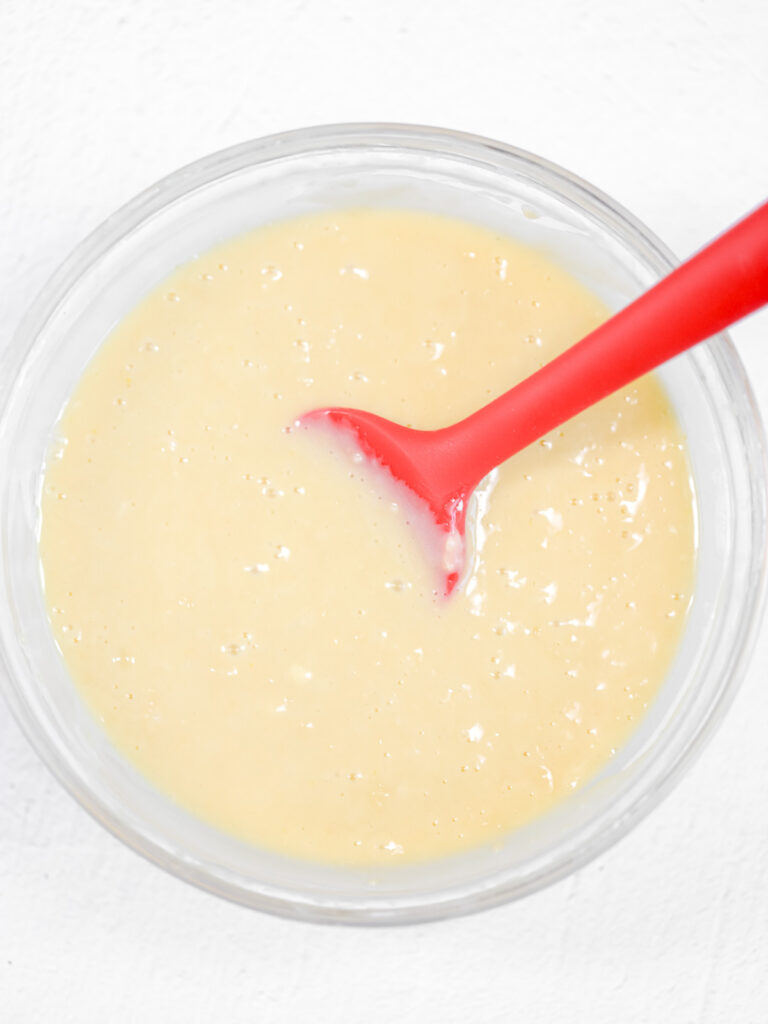 Muffin batter in the bowl.
