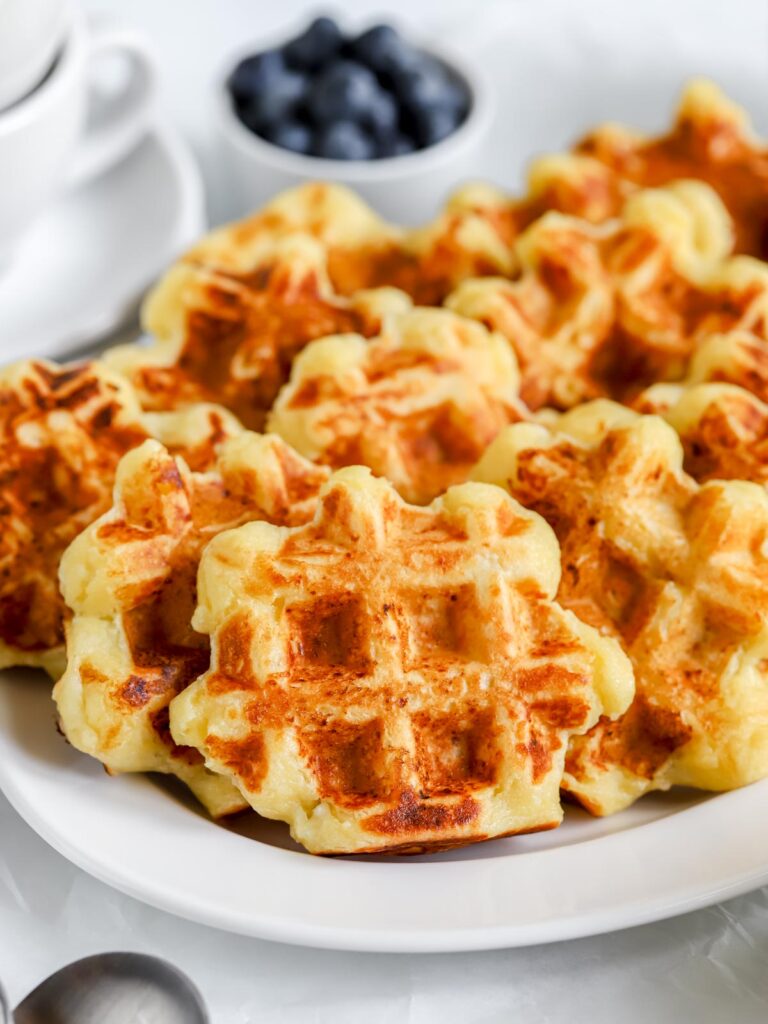 Waffles on the plate.