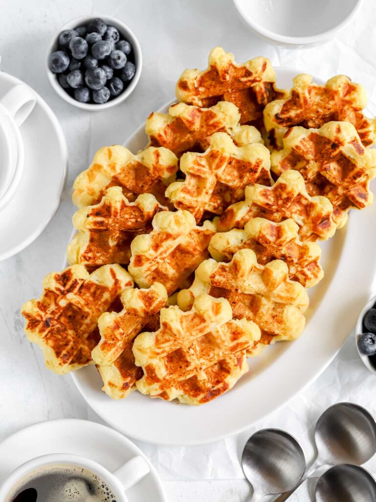 Waffles on the plate. 