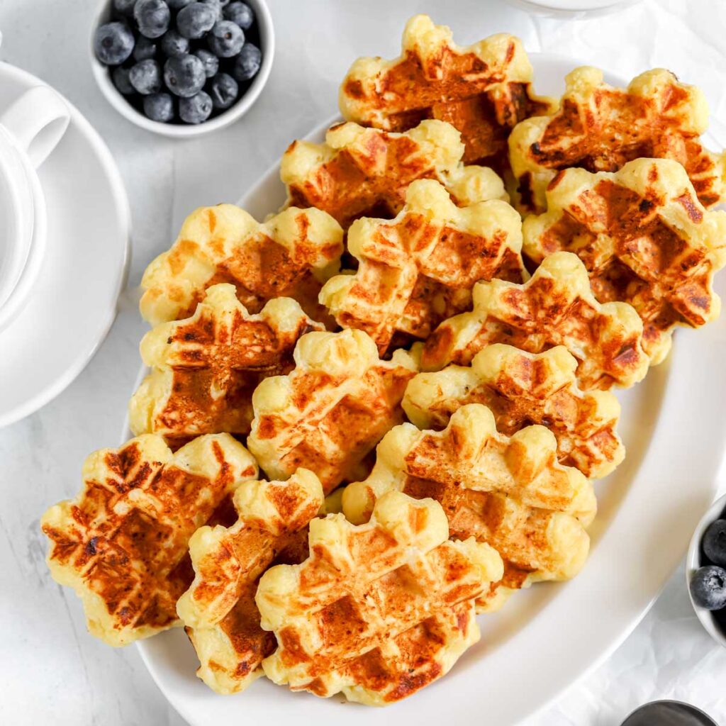 Waffles on the plate.