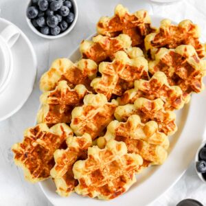 Waffles on the plate.