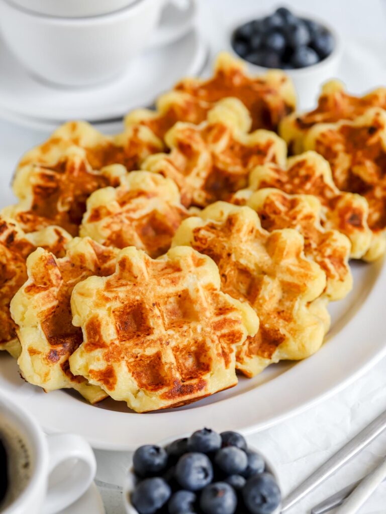 Waffles on the plate.