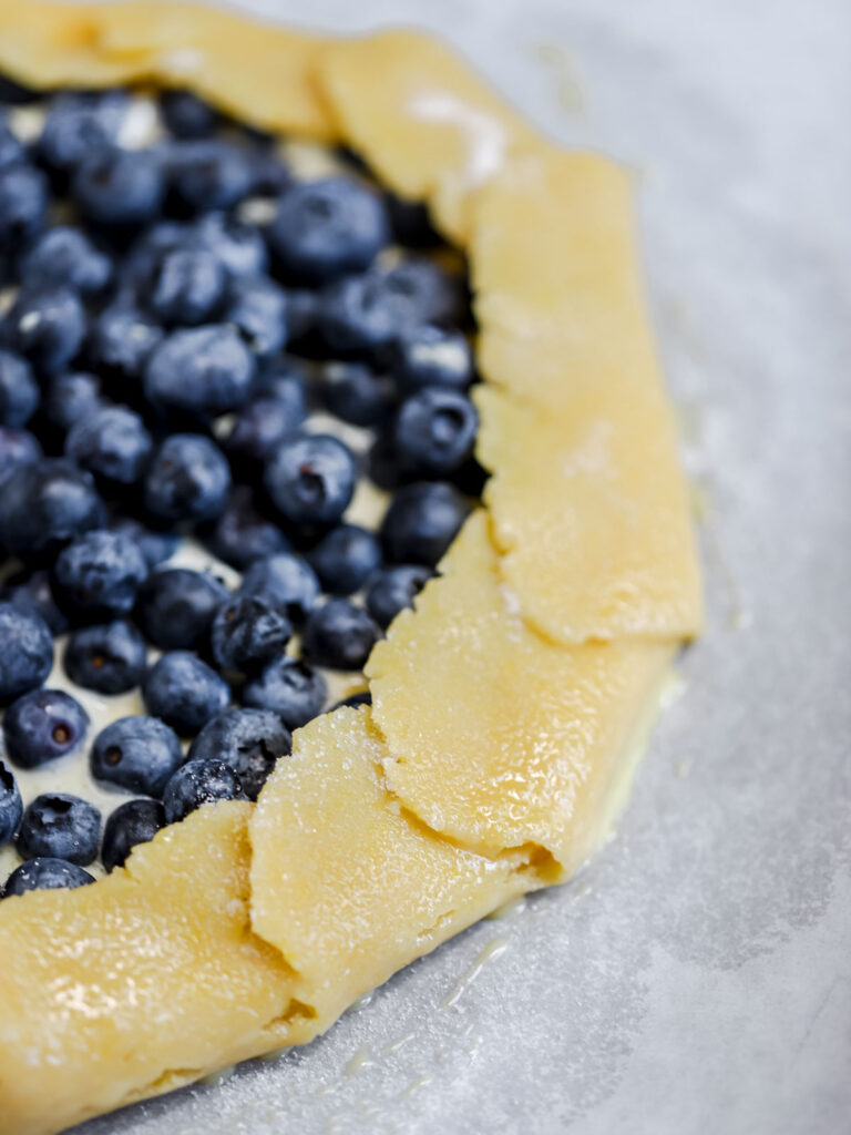 Blueberry galette on the table. 
