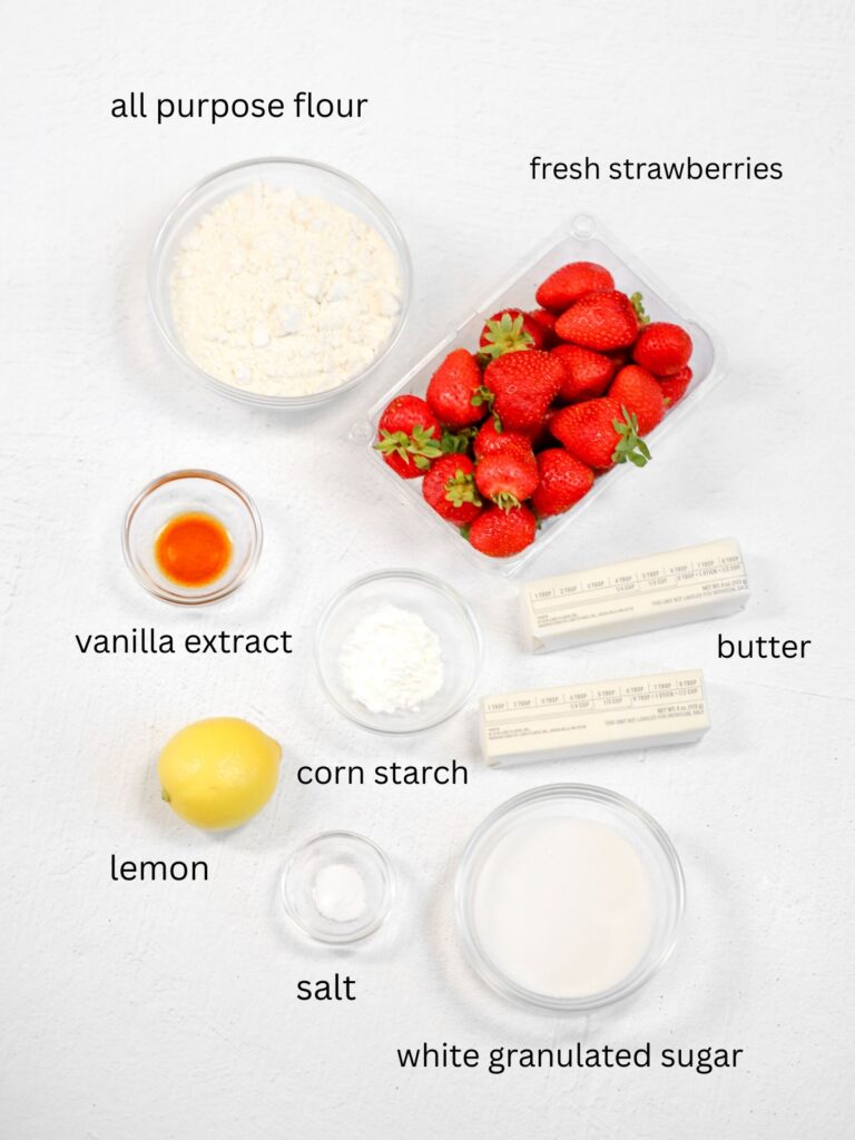 Labeled ingredients on the table. 