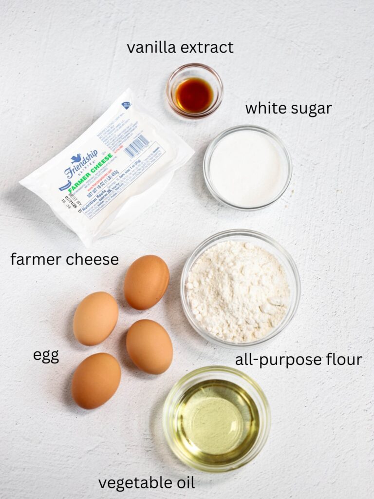 Listed ingredients on the table. 