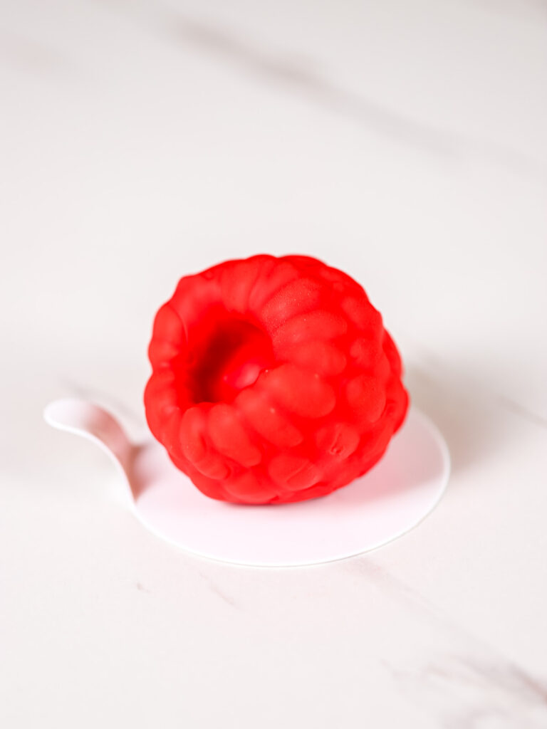 Viral raspberry dessert on the tray.
