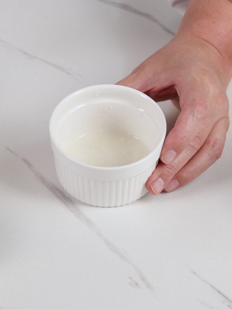 Gelatin in the bowl.