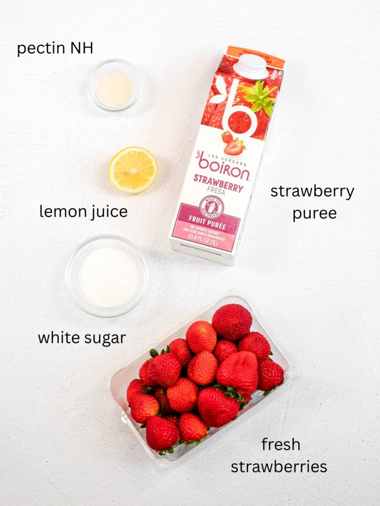 Labeled ingredients on the table. 