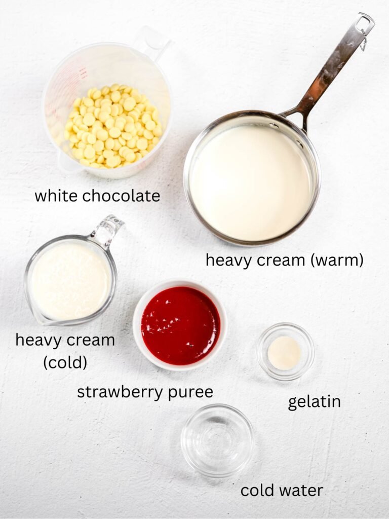 Labeled ingredients on the table. 